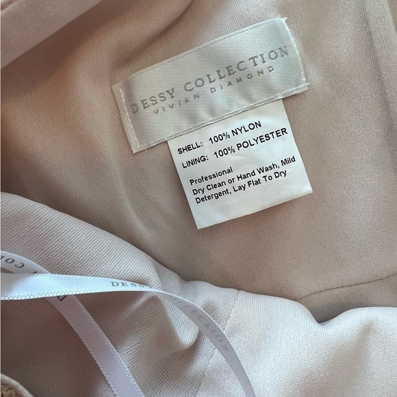 Dessy Collection Spaghetti Strap Flared Skirt Sequin Midi Dress Rose Gold NWOT - Picture 12 of 16